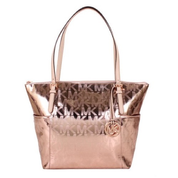 MICHAEL Michael Kors Handbags - Michael Kors Jet Set Mirror Rose Gold Tote
